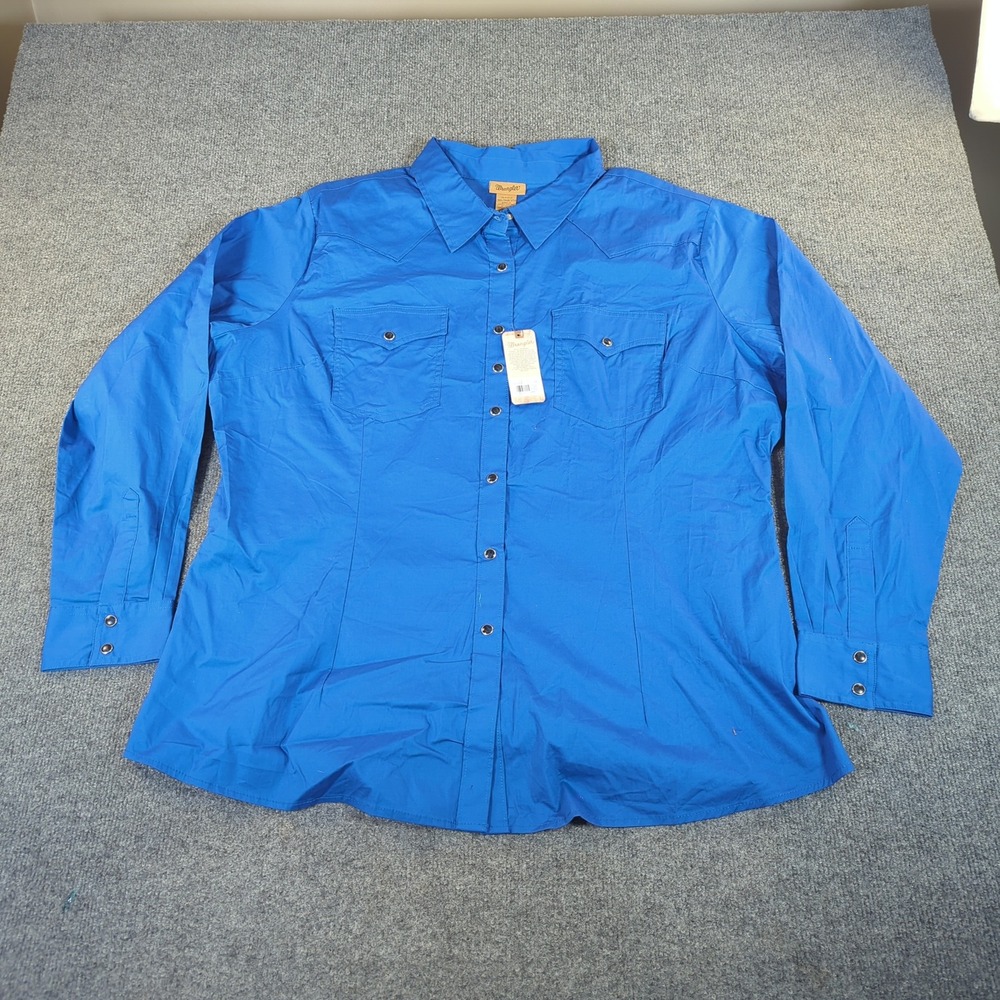 Wrangler Mens Blue Western Snap Down Long Sleeve Shirt 3XL 10LW1011B